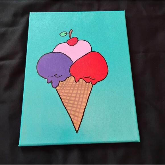 Hand Crafted Other - ice cream canvas painting